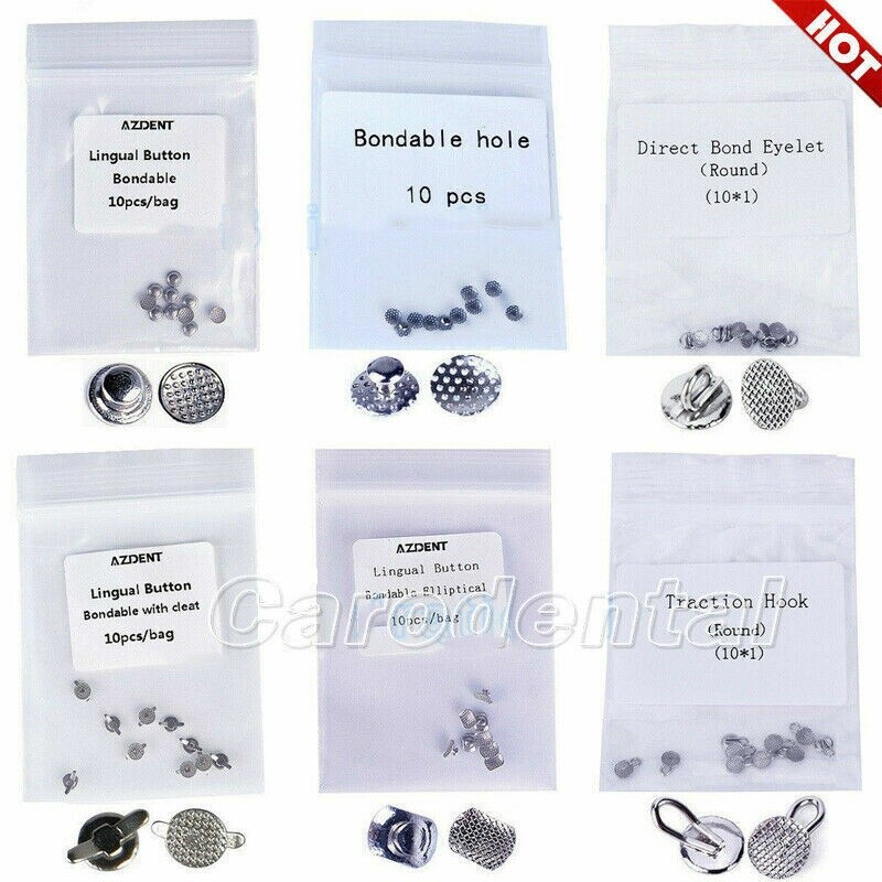 Dental Orthodontic Lingual Button Bondable Round Base Direct Eyelets 6 Models