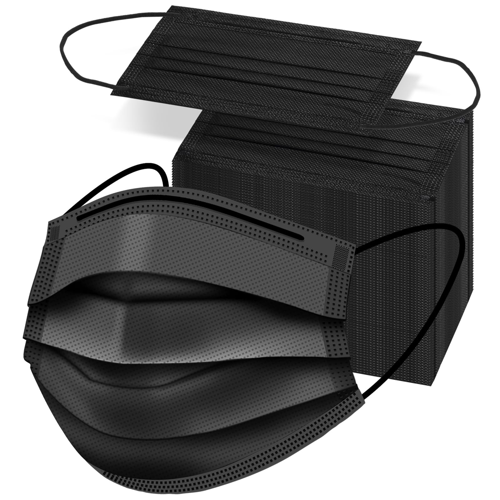 50PCS Disposable Face Masks, Black Masks, 3 Layer Protection Black Disposable…