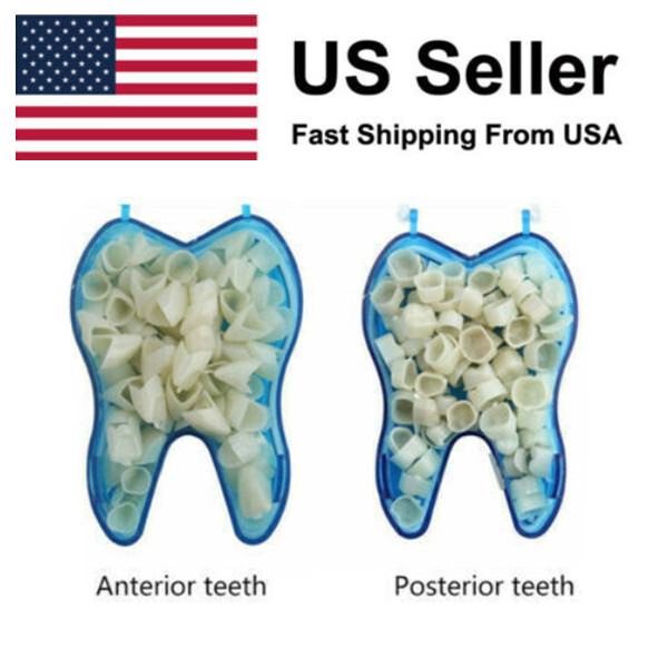 60pcs Temporary Porcelain Crown Posterior&Anterior Teeth Caps Molar Dental Resin