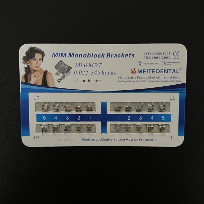 10 Sets Dental Orthodontic Bracket MIM Monoblock Mini Roth/MBT 022/018 345 Hooks
