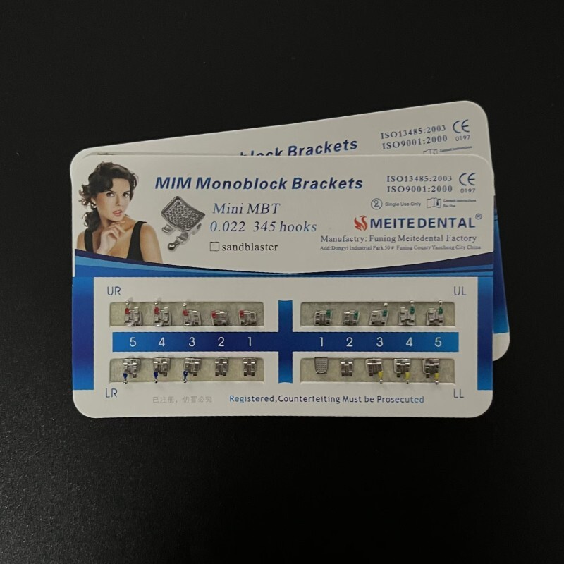 Dental Orthodontic Metal Bracket MIM Monoblock Mini MBT 022 345 Hooks Mesh Base