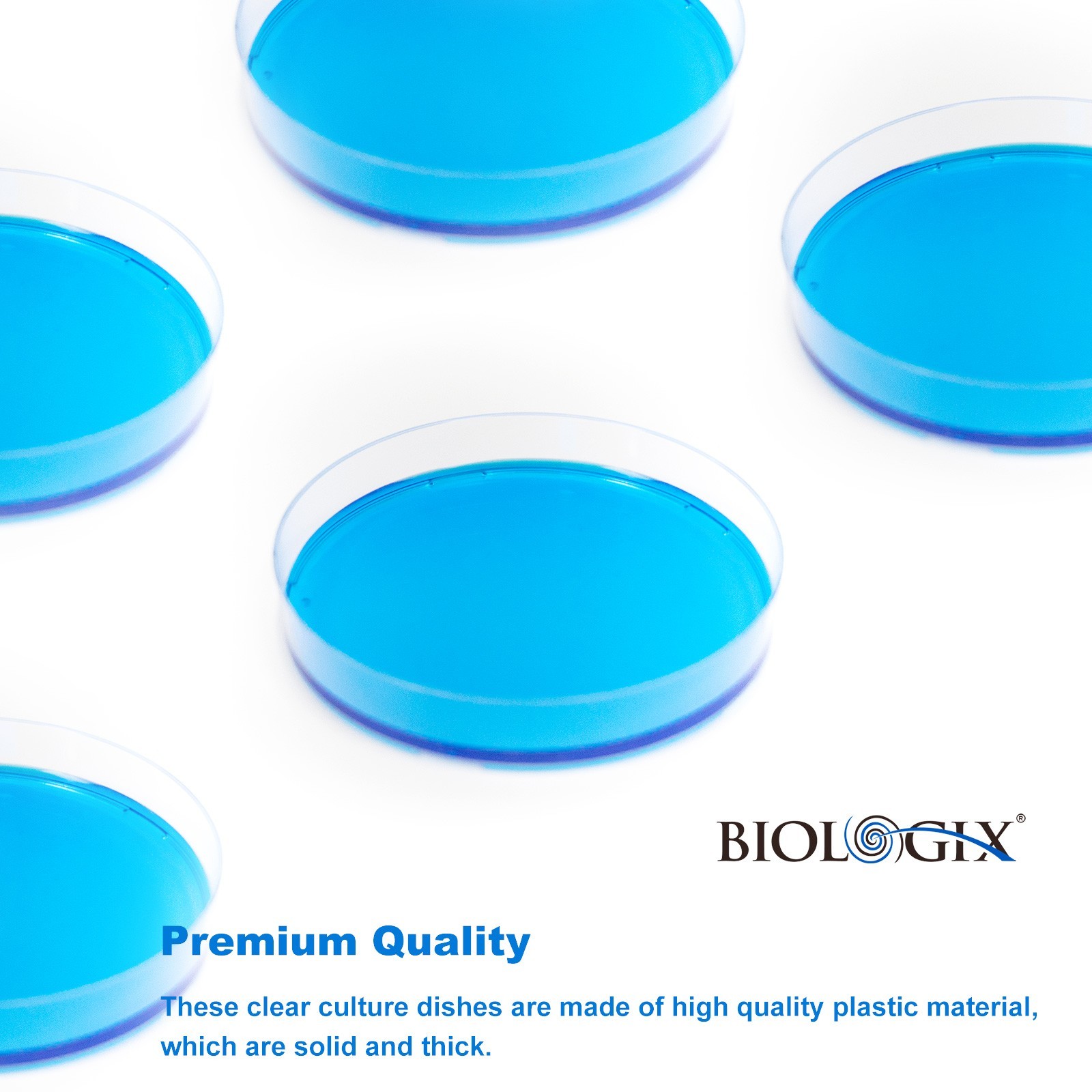 Biologix® Petri Dishes with Lids, 90x17mm Sterile Plastic Petri Dishes, Clear