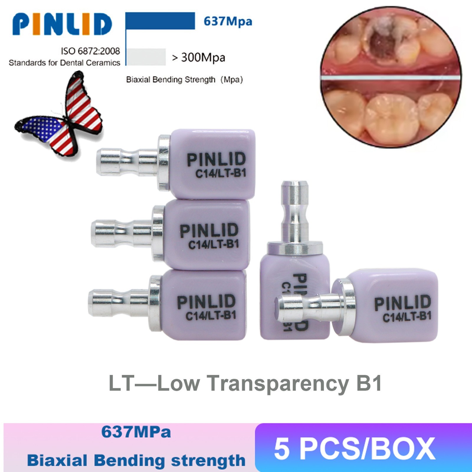 Dental Lithium Disilicate Glass Ceramic Block C14 HT/LT CADCAM Inlay Onlay Crown