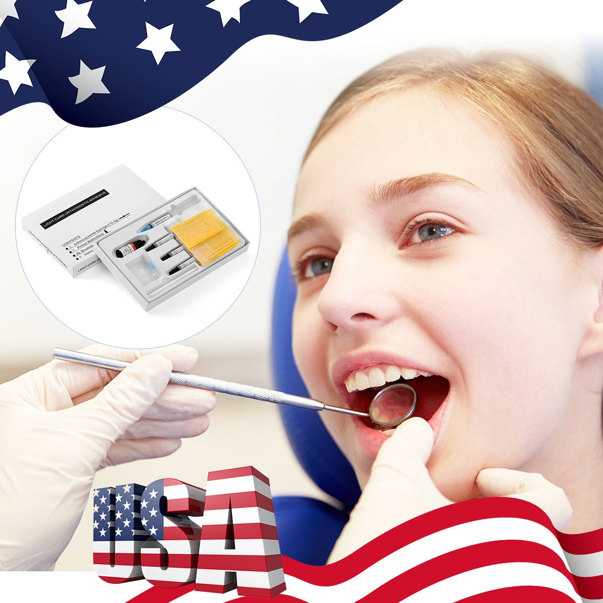 Dental Orthodontic Bonding Primer Bracket Light Cure Adhesive Paste Syringe Kit