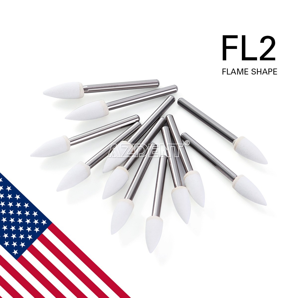 12pcs Dental Flame Mounted Stone Polishing Bur Tips FG Abrasion Point Polisher