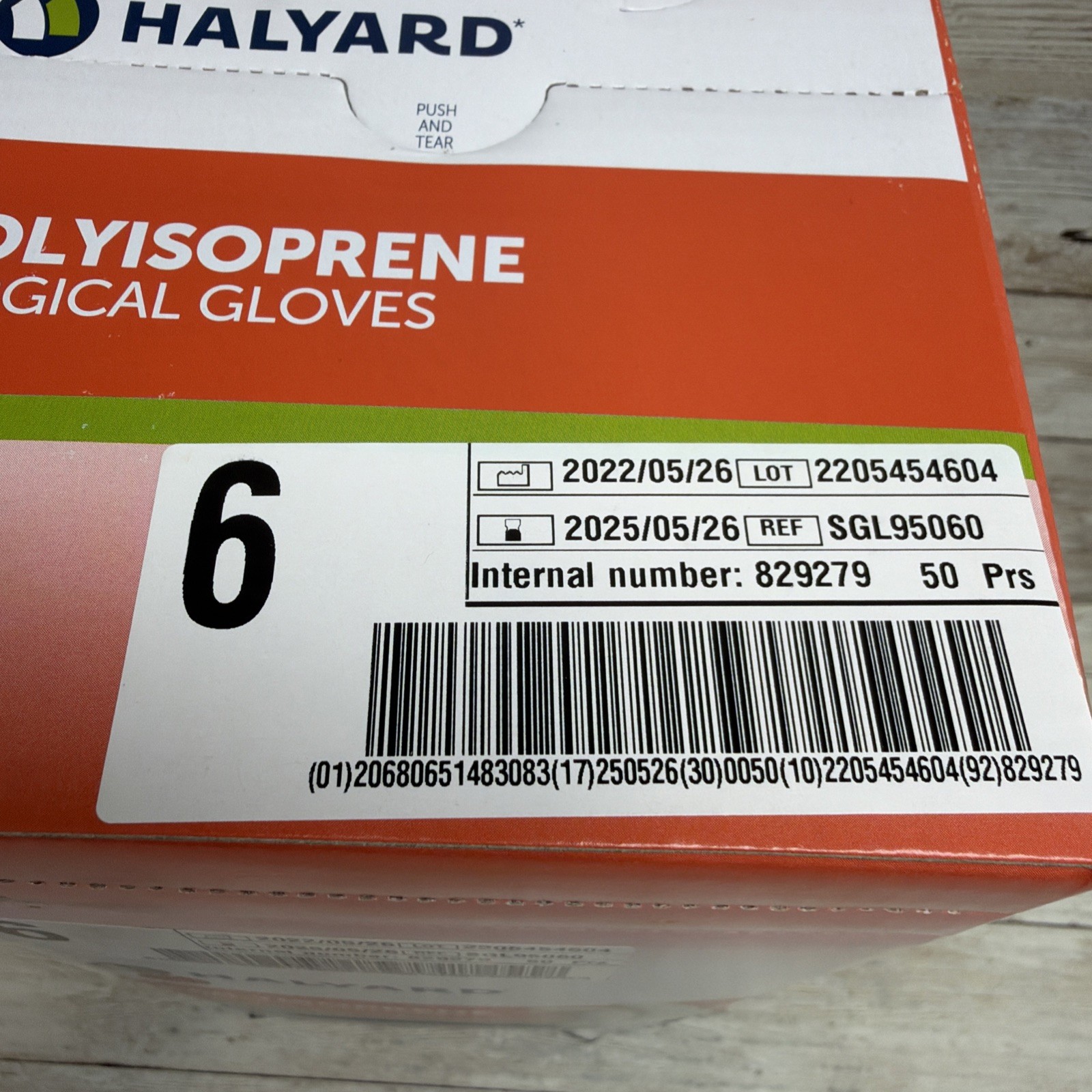 HALYARD Polyisoprene Surgical Gloves *1 CASE 200 Pair* Size: 6 *See Date*5-25