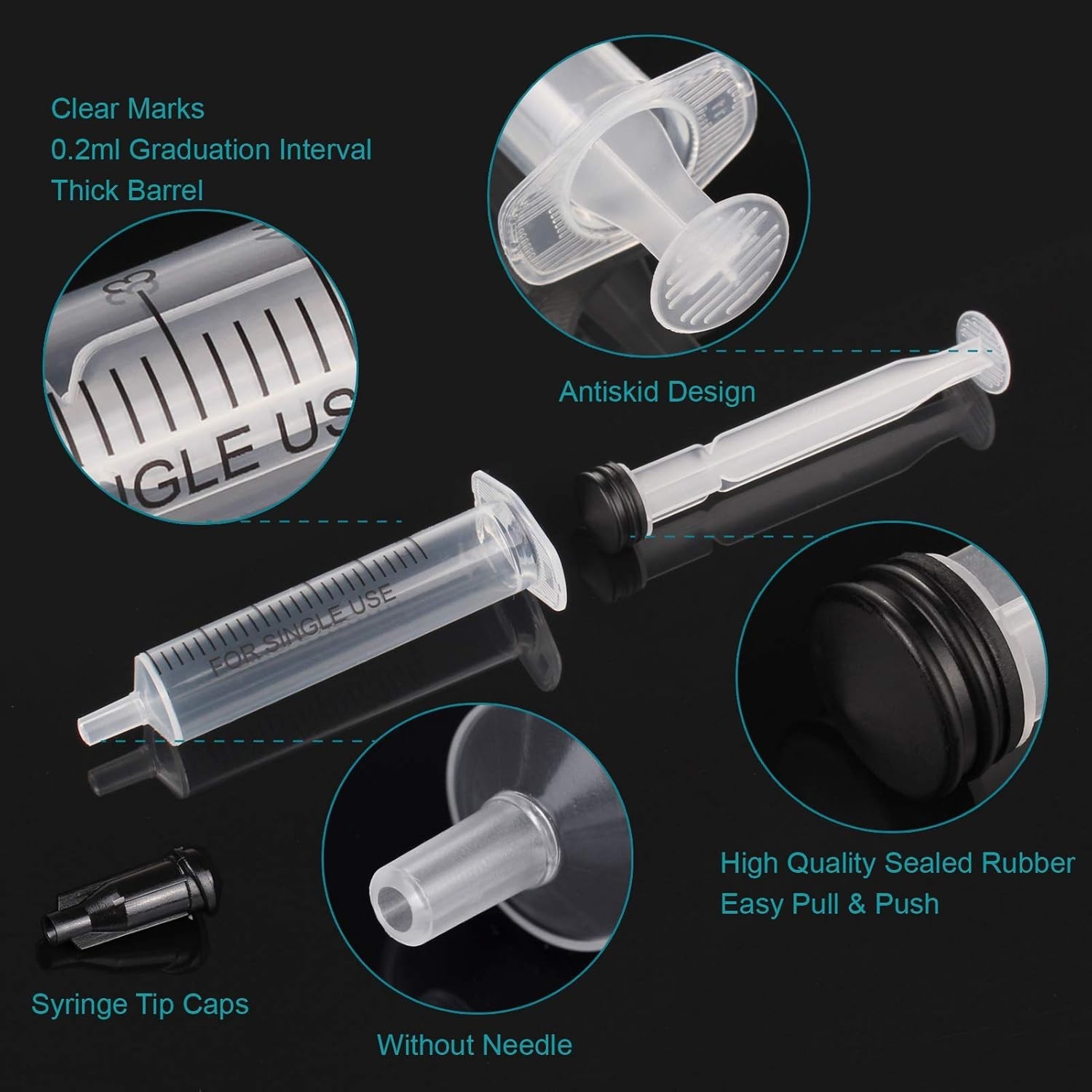 5ml Sterile Plastic Syringes Without Needle – 5 Pack for Safe Liquid Measurement