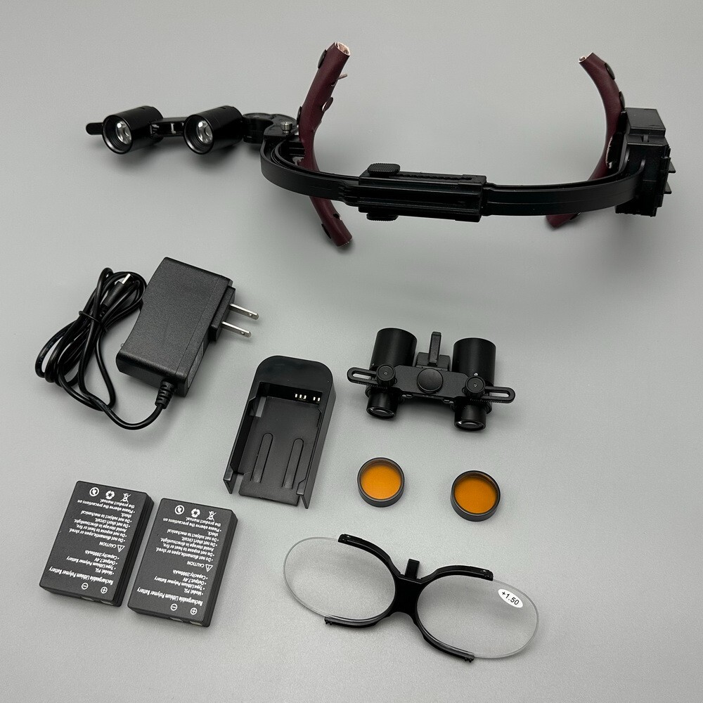 Dental Surgical Binocular Loupe Magnifier Glasses Dentisit LED Head Light EU/US