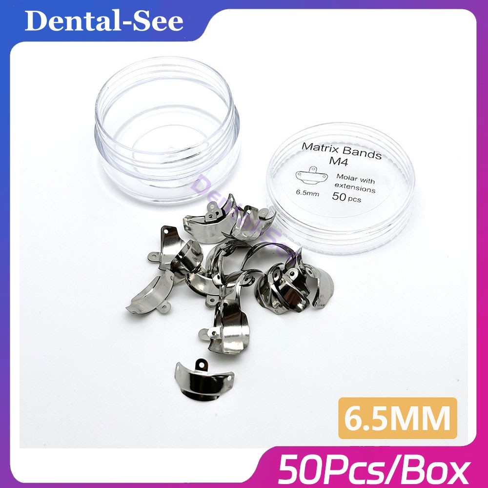 50Pcs/Box Dental Metal Matrix Bands M4 With Hole Sectional Contoured Matrice