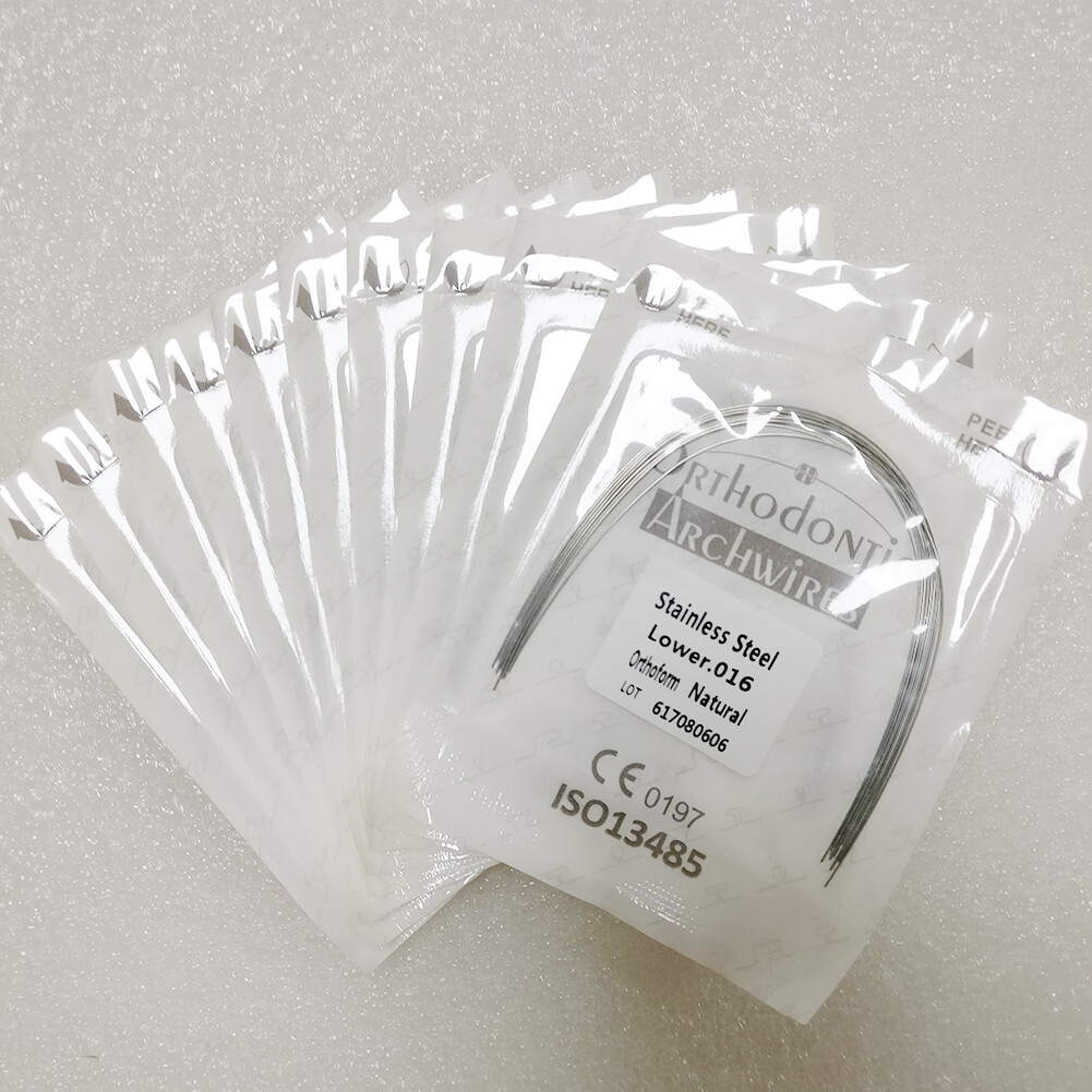 10Pk Dental Ortho Natural Stainless Steel/NITI Arch Wires Round 12-16-18-22 U/L