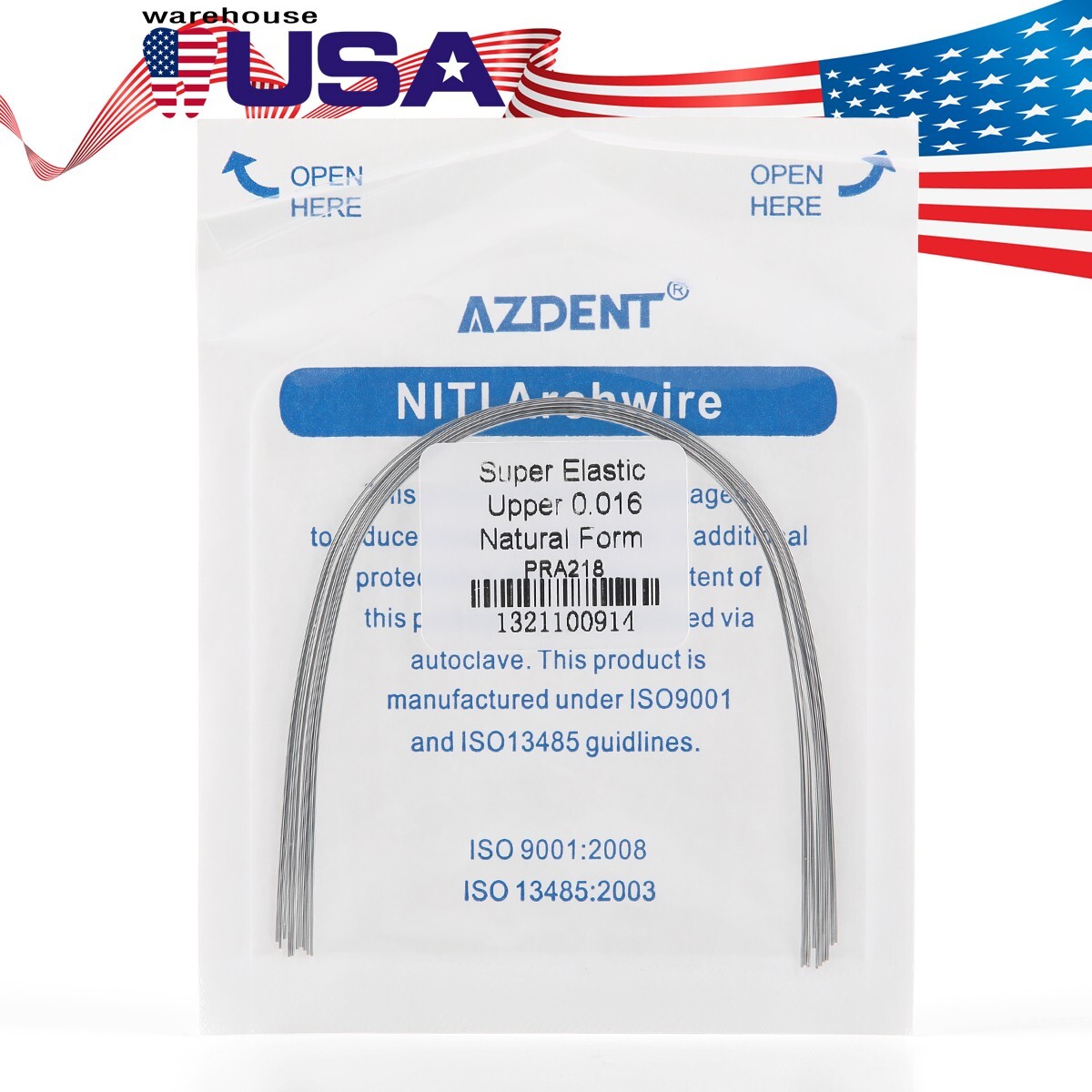10pcs AZDENT Dental Orthodontic Elastic Niti Round Arch Wires Natural Form Round