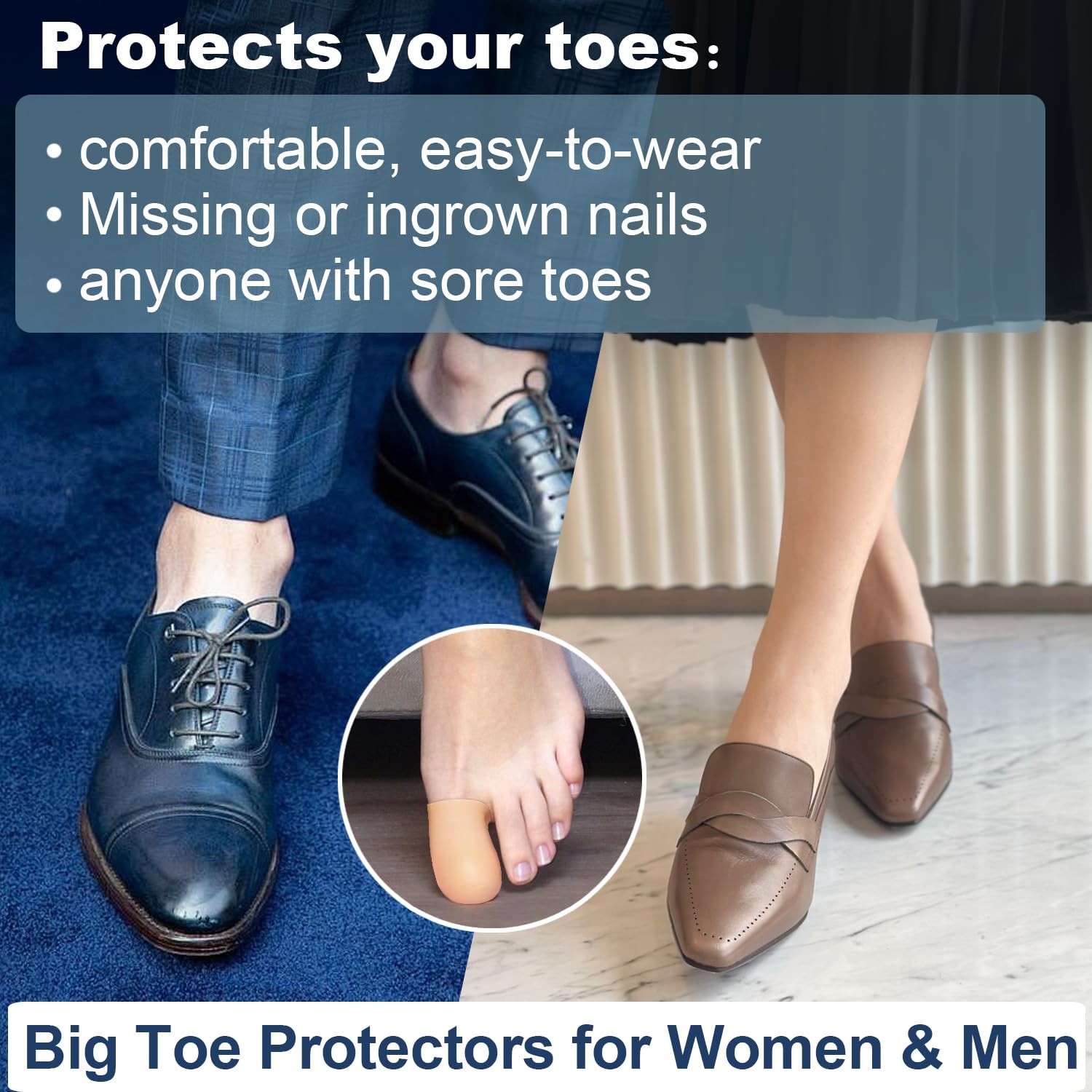 8 Pack Silicone Big Toe Protectors Women & Men (Toe Caps Beige-8 Pcs（large）