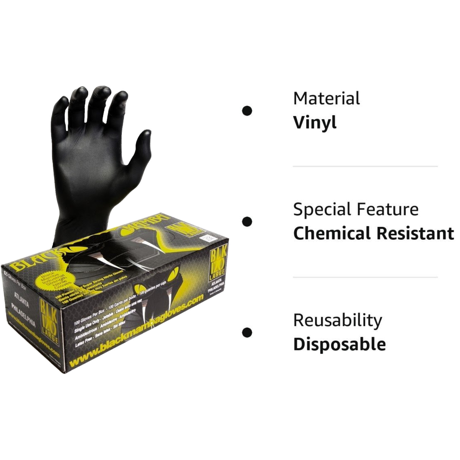 Black Mamba Powder Free Industrial Strength Nitrile Gloves 100 Count Large