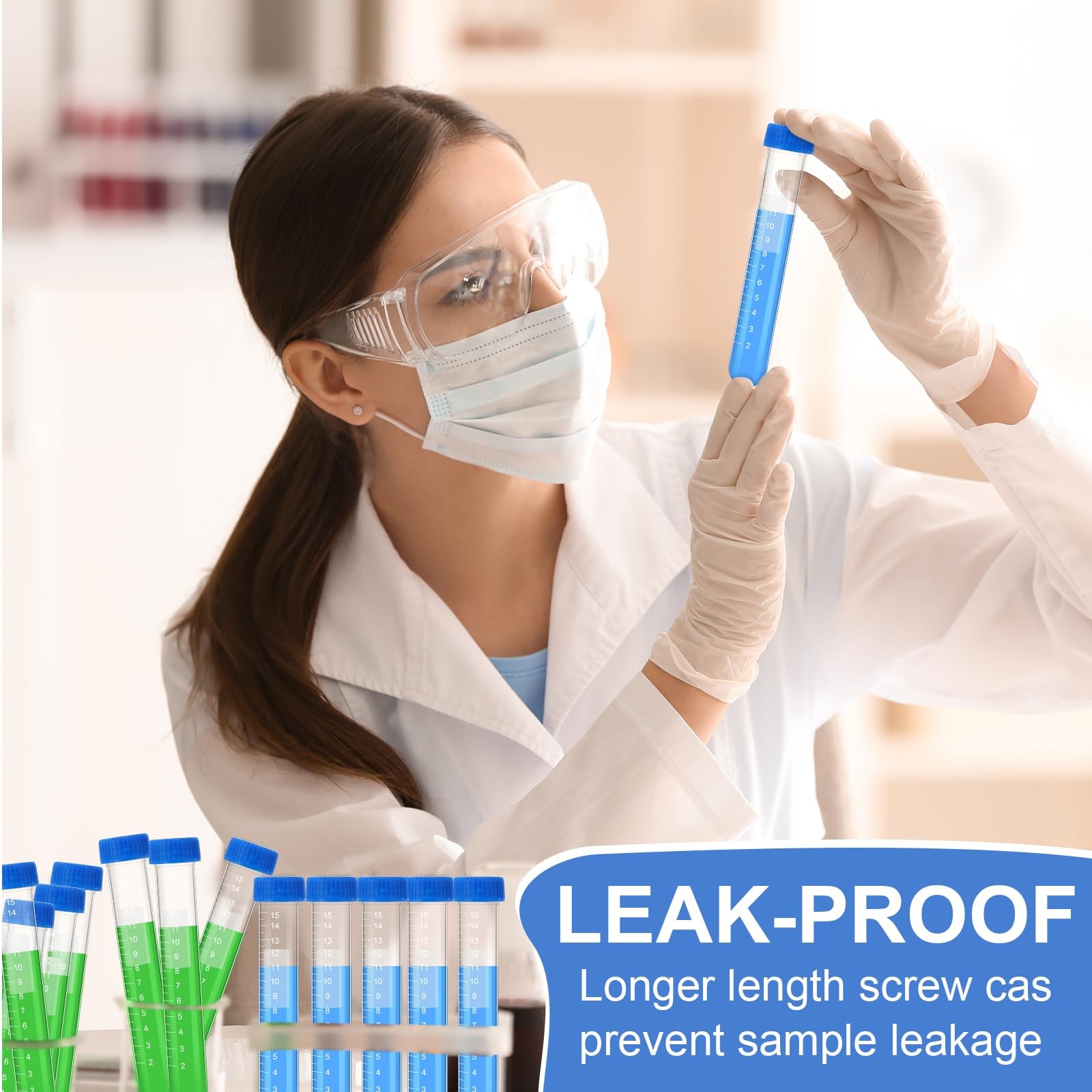500 Pcs 15 ml Centrifuge Tubes Sterile Plastic Test Tubes with Screw Caps Pol…