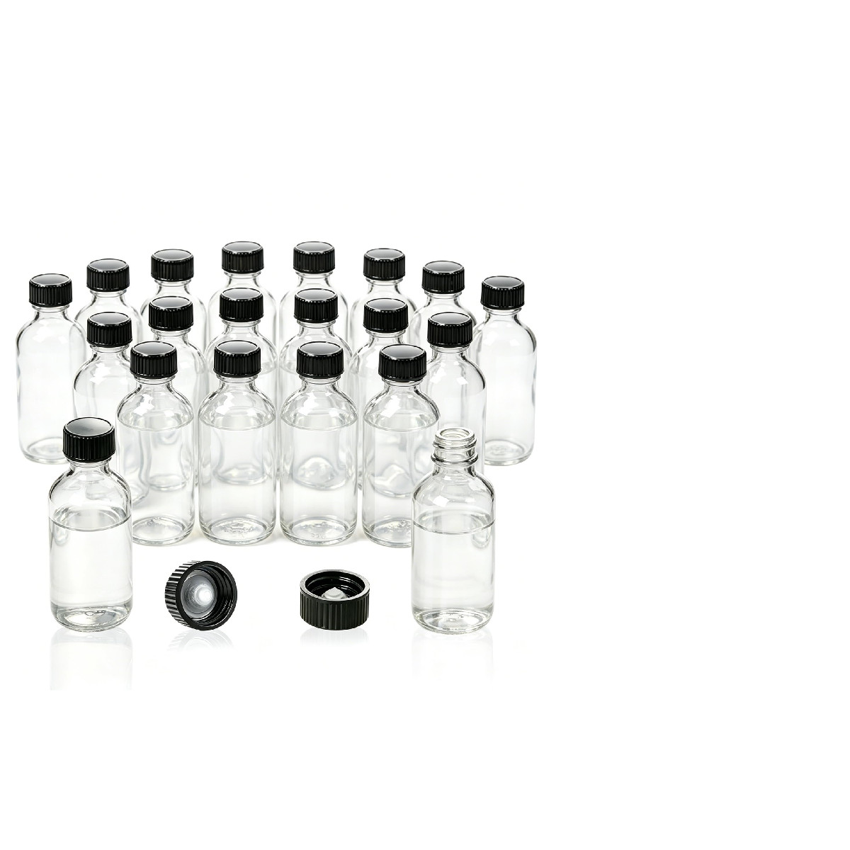 Easeen 36 Pack 2Oz Clear Glass Bottles Lids 60Ml Boston Shot Bottles For