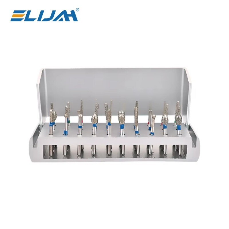 Dental Diamond Burs Drill+Disinfection Bur Block High Speed Handpiece–30Pcs/Set