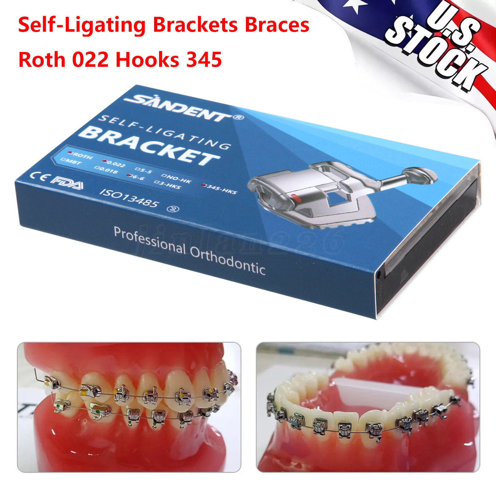 20Pcs/Pack Dental Orthodontic Self Ligating Braces Bracket Metal Brackets