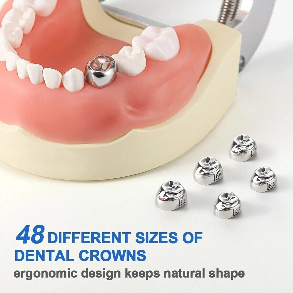 5 Pcs/Box Dental Stainless Steel Kids Primary Molar Crown Pediatric Metal Crowns