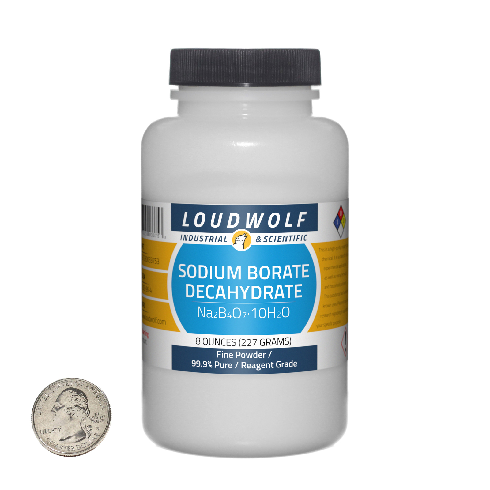 Sodium Borate Decahydrate / 8 Oz Bottle / 99.9% Pure Reagent Grade / Fine Powder
