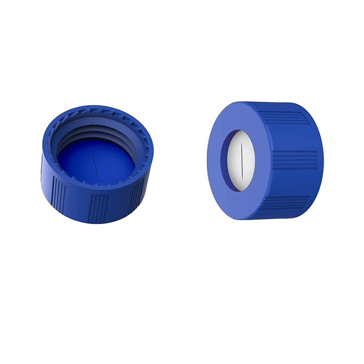 10000pcs Pre-Slit 9-425 Screw-Top Thread Caps 9mm Blue PTFE/White Silicone Septa