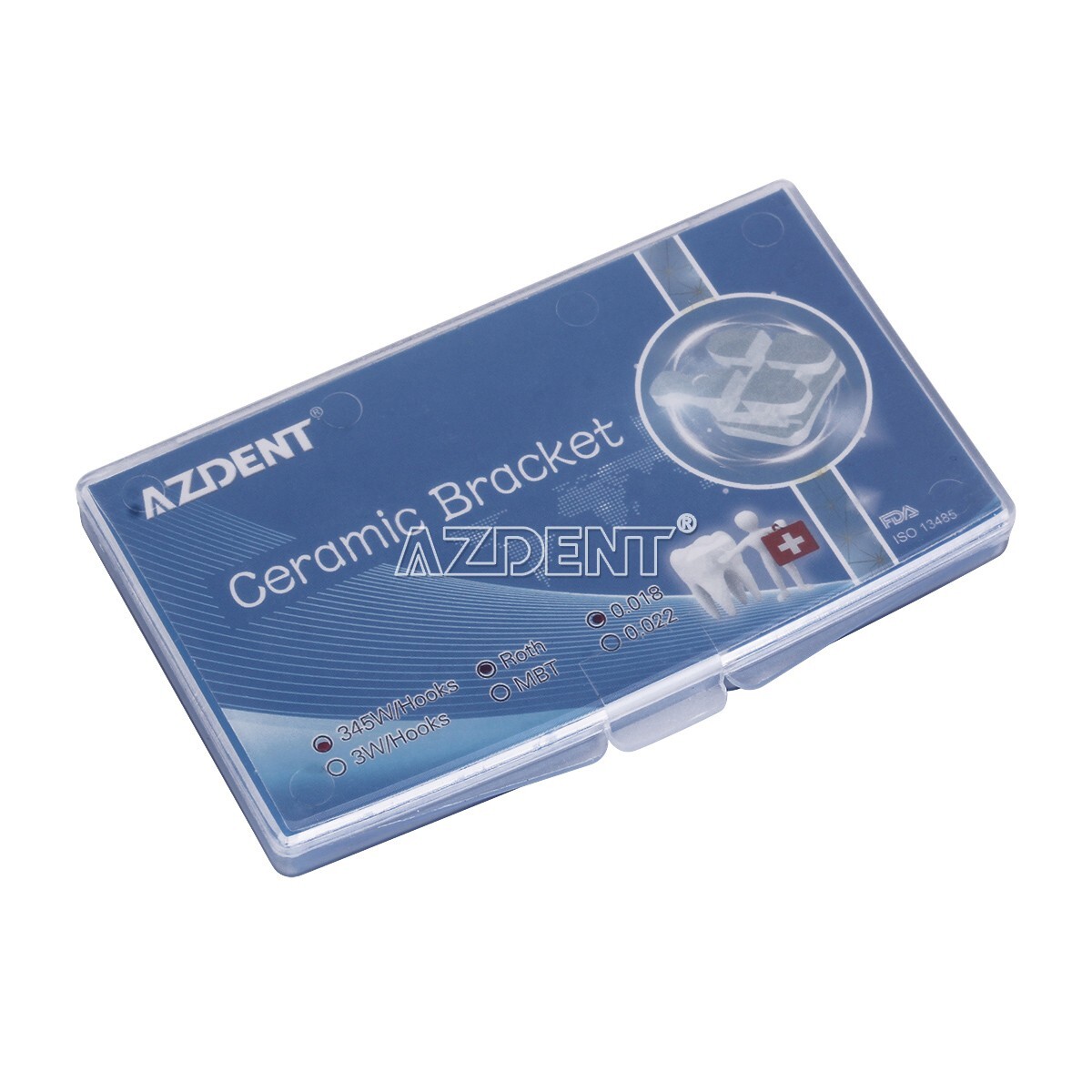 AZDENT Dental Orthodontic Ceramic Braces Bracket Roth MBT 0.018/.022 Hooks 3-4-5