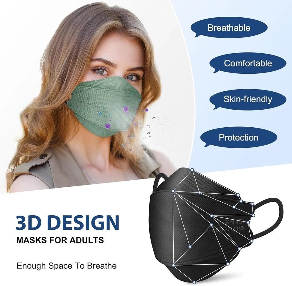 50 Pack Kn95 Face Masks 5 Layer Disposable Adults Dust Smoke Hospital, Free Ship