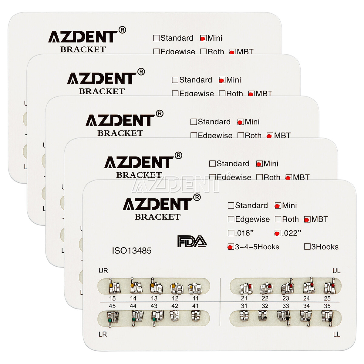 US AZDENT Dental Orthodontic Metal Brackets Braces Mini MBT.022 Hooks 3-4-5