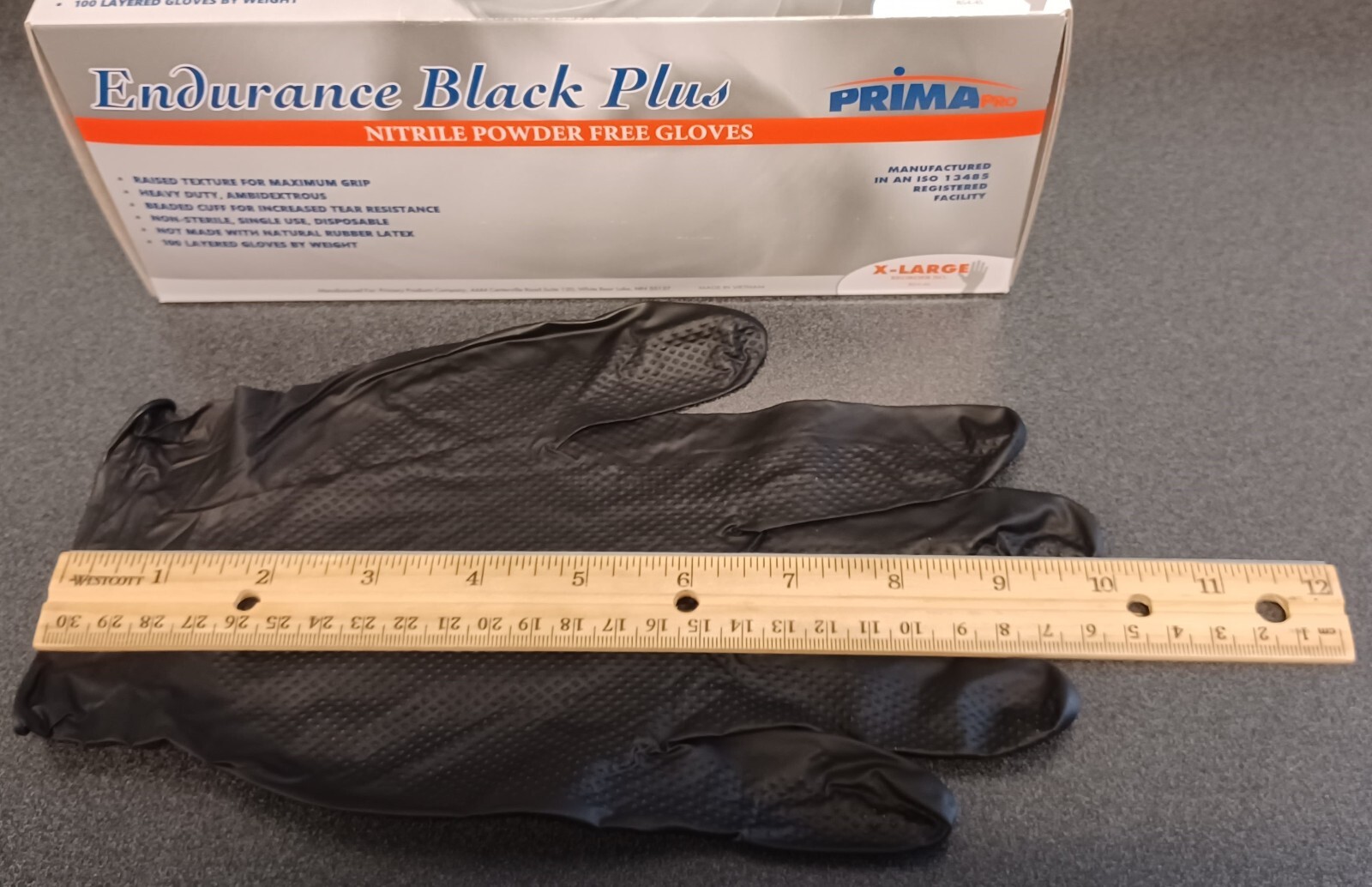 Nitrile Gloves 8 Mil Diamond Texture Black Endurance Plus Case of 1,000 PCS