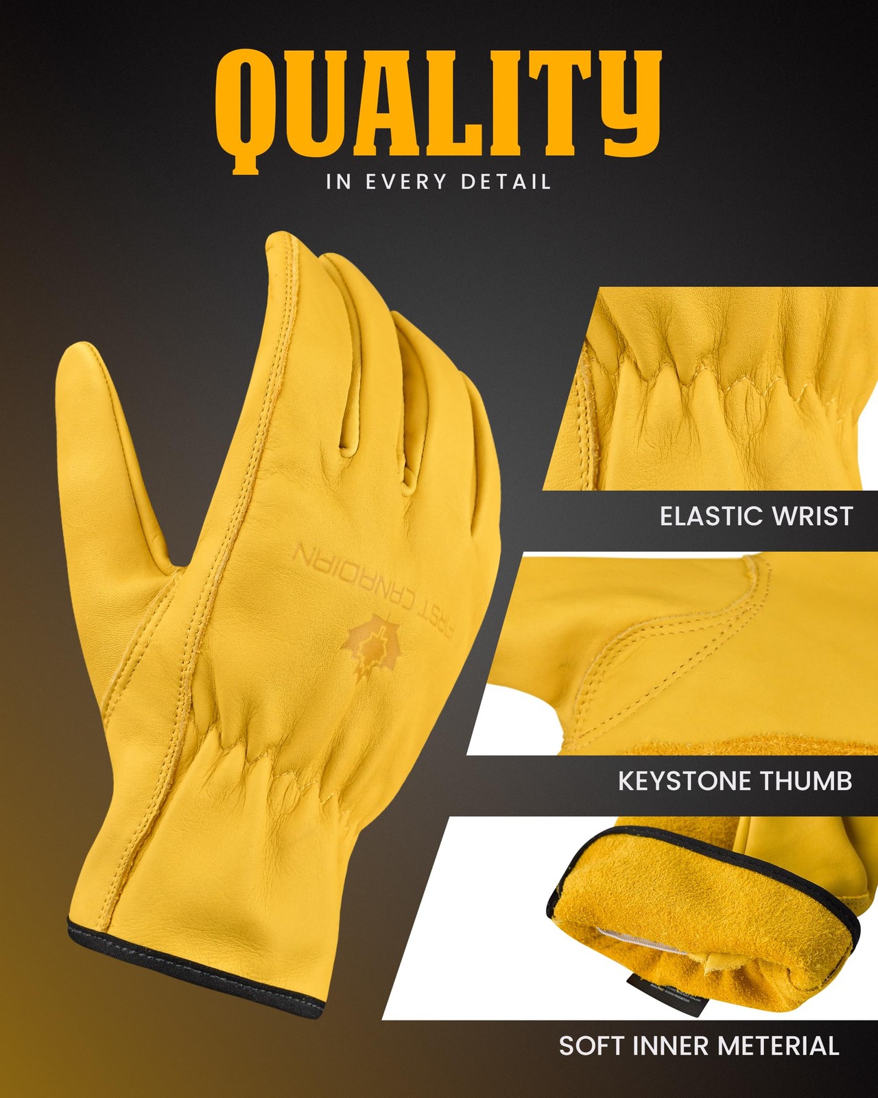 First Canadian 3 Pair Heavy Duty Leather Work Gloves For Men Women