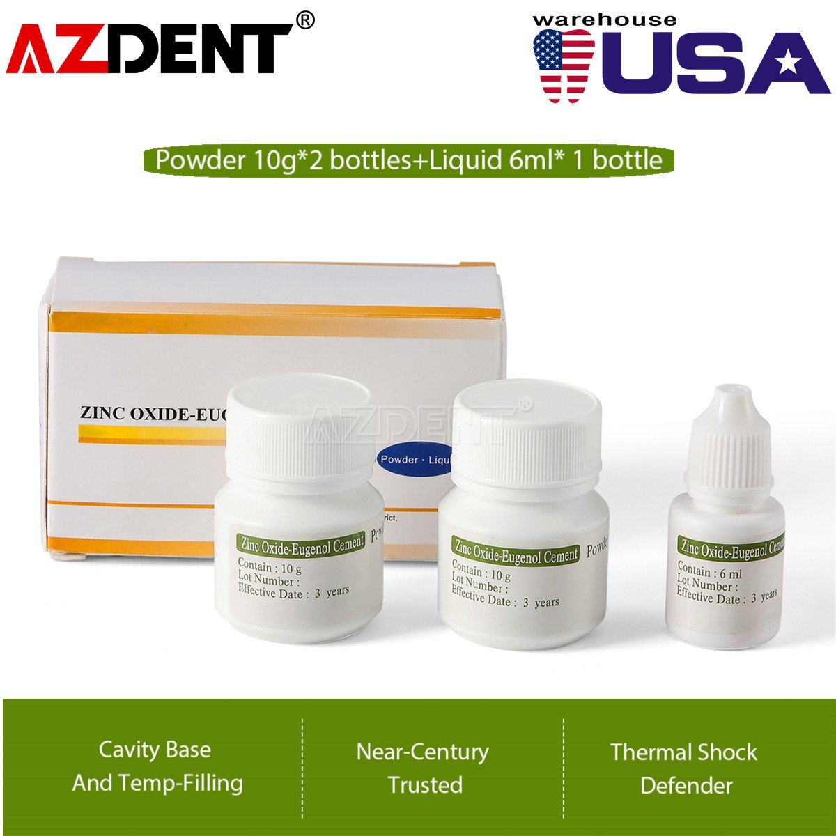 AZDENT Dental Zinc Oxide Eugenol Cement Kit For Temporary Crowns&Bridges Filling