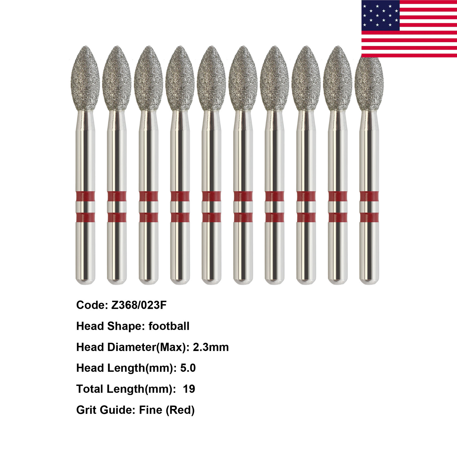 Dental Diamond Bur Zirconia Cutting Bur Round Football FG Fine Medium Grit Z856