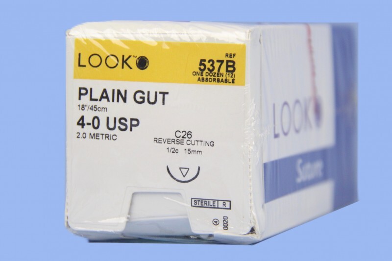 Look Plain Gut Absorbable Reverse Cutting Sutures Angiotech 12/Bx