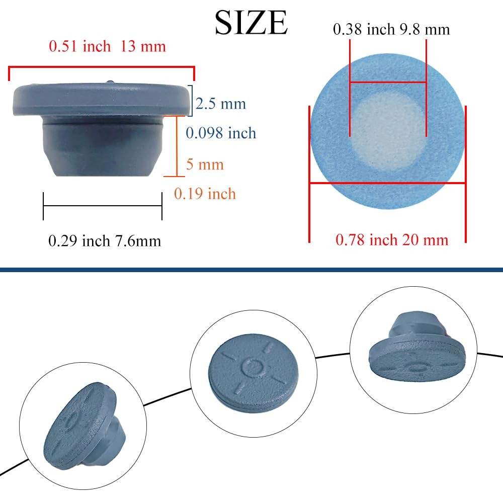 50 Pieces Mushroom Self Healing Injection Ports Vial Rubber Stoppers Injectio…