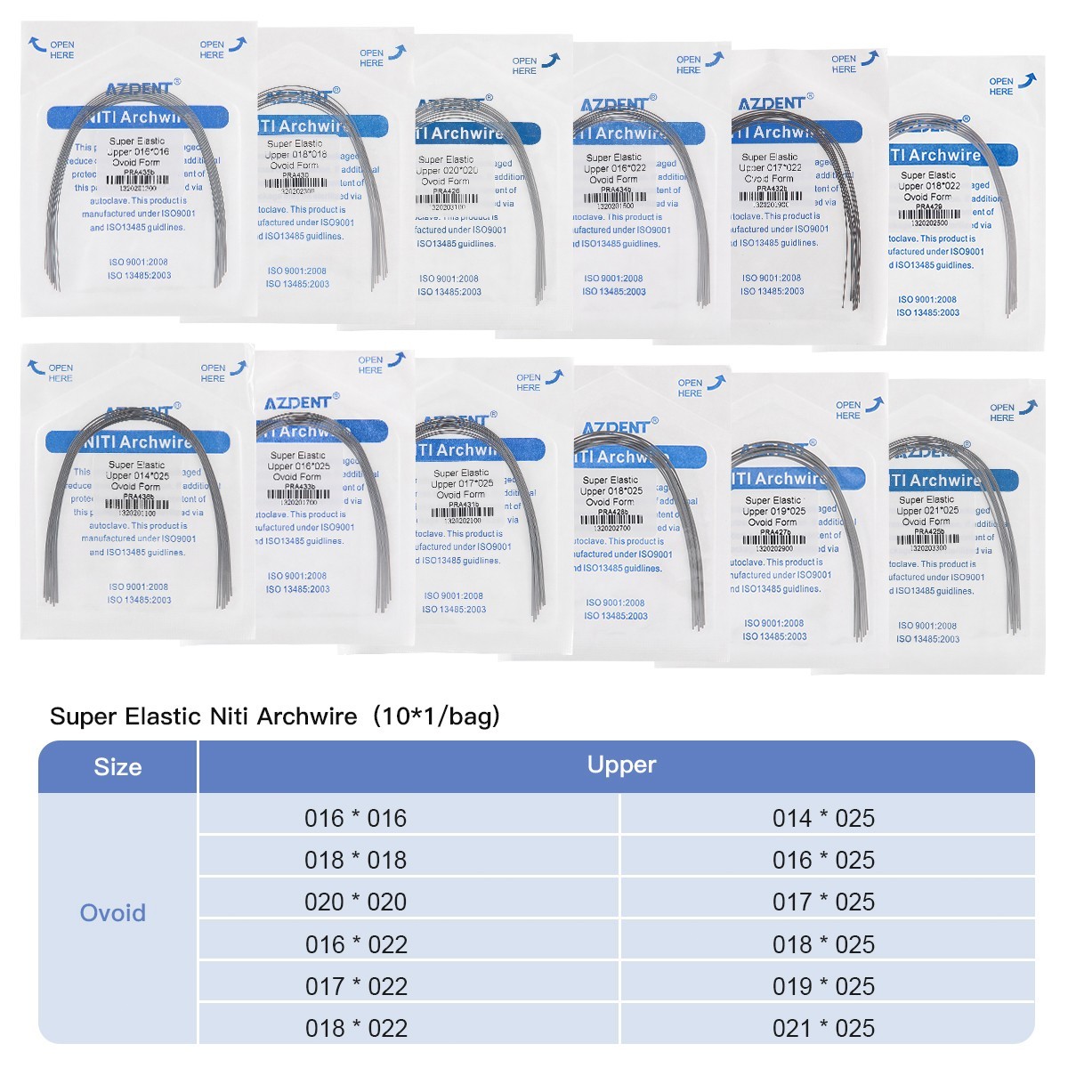 Dental Orthodontic Stainless Steel Natural Rectangular Arch Wire AZDENT 10PCS/PK