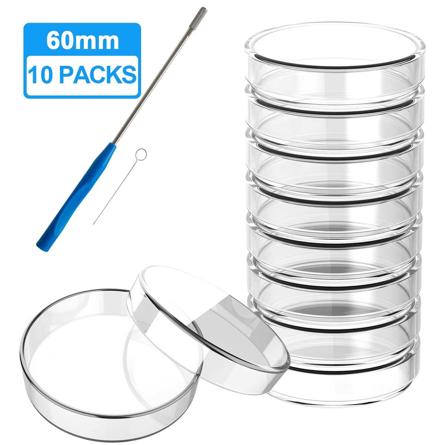 60/90/100mm Glass Petri Dishes with Lids Autoclavable Lab Petri Plates Reusable