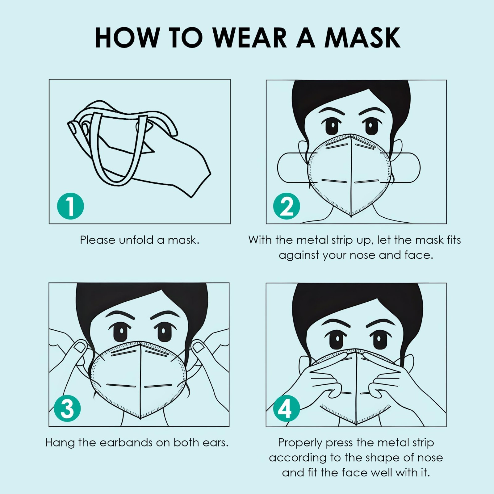 50 Pack 5-Ply KN95 Face Masks, Breathable Disposable Dust Masks for Adults, Pink