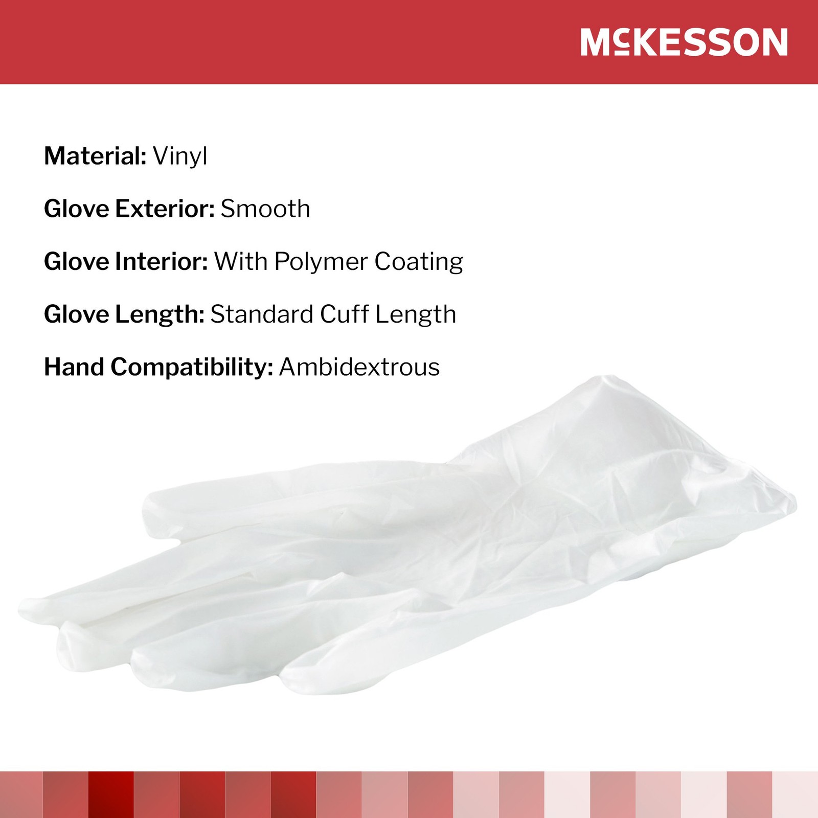 McKesson Vinyl Exam Glove Standard Cuff Length MEDIUM 100 per Box