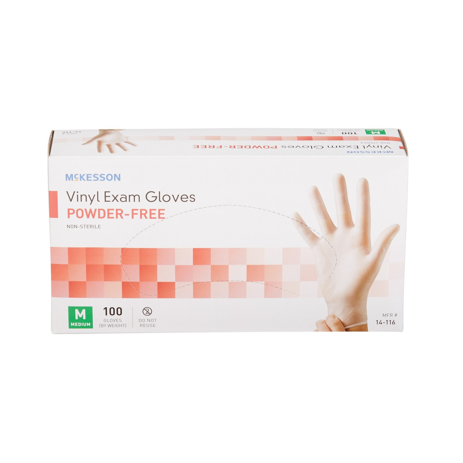 McKesson Vinyl Exam Glove Standard Cuff Length MEDIUM 100 per Box