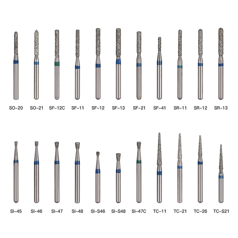 100 Types Dental FG Diamond Burs For High Speed Handpiece Friction Grip 50pcs