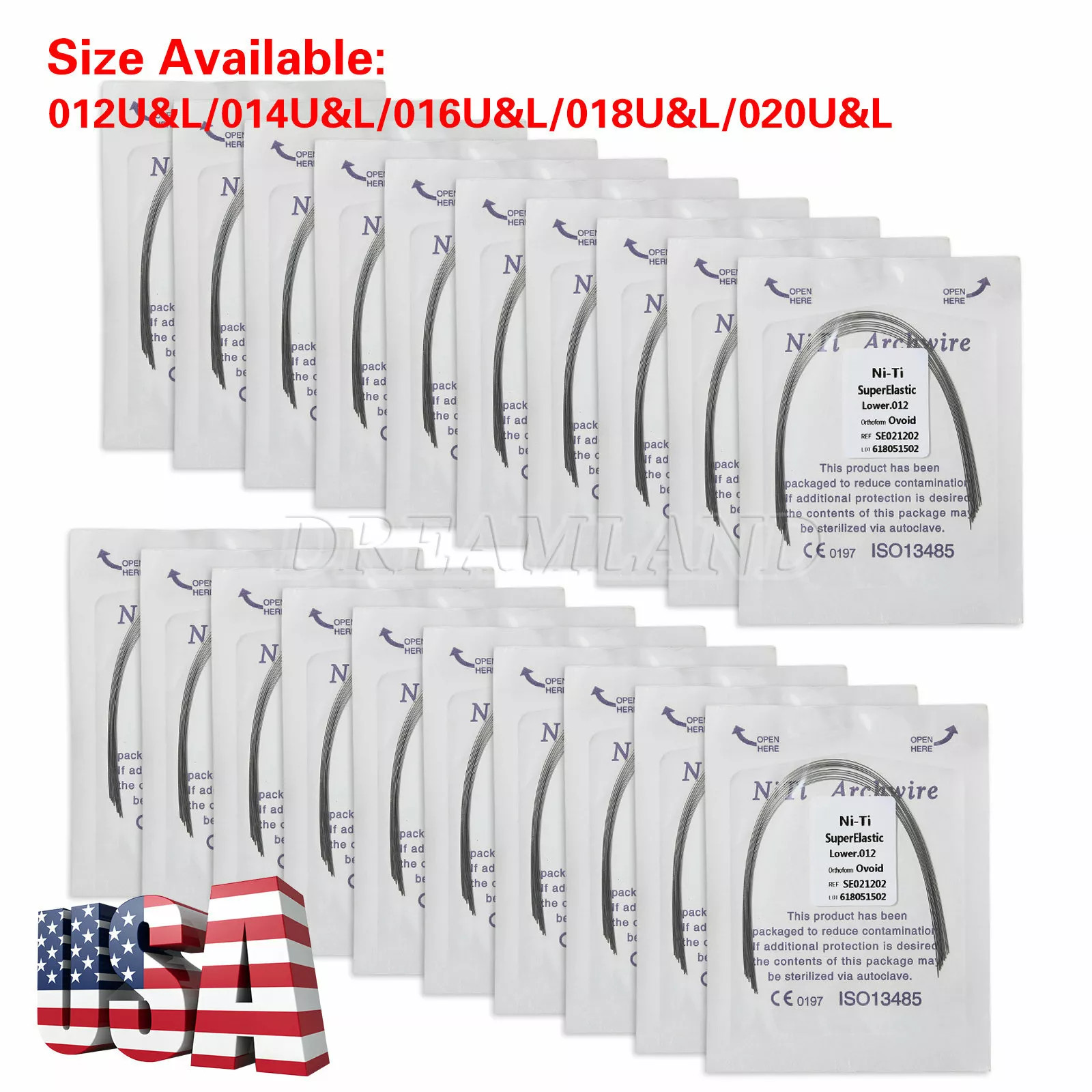 100 packs Dental Orthodontic Super Elastic Niti Round Arch Wires Upper/Lower US
