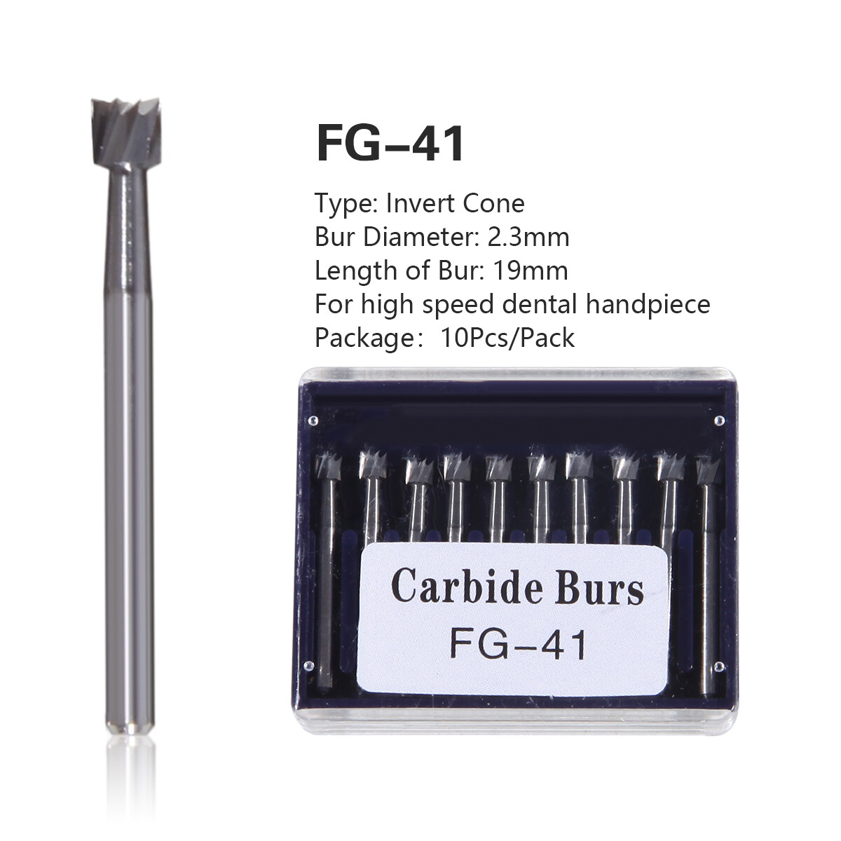 Dental Tungsten Carbide Bur FG Inverted Cone Burs FG-41 For High Speed Handpiece