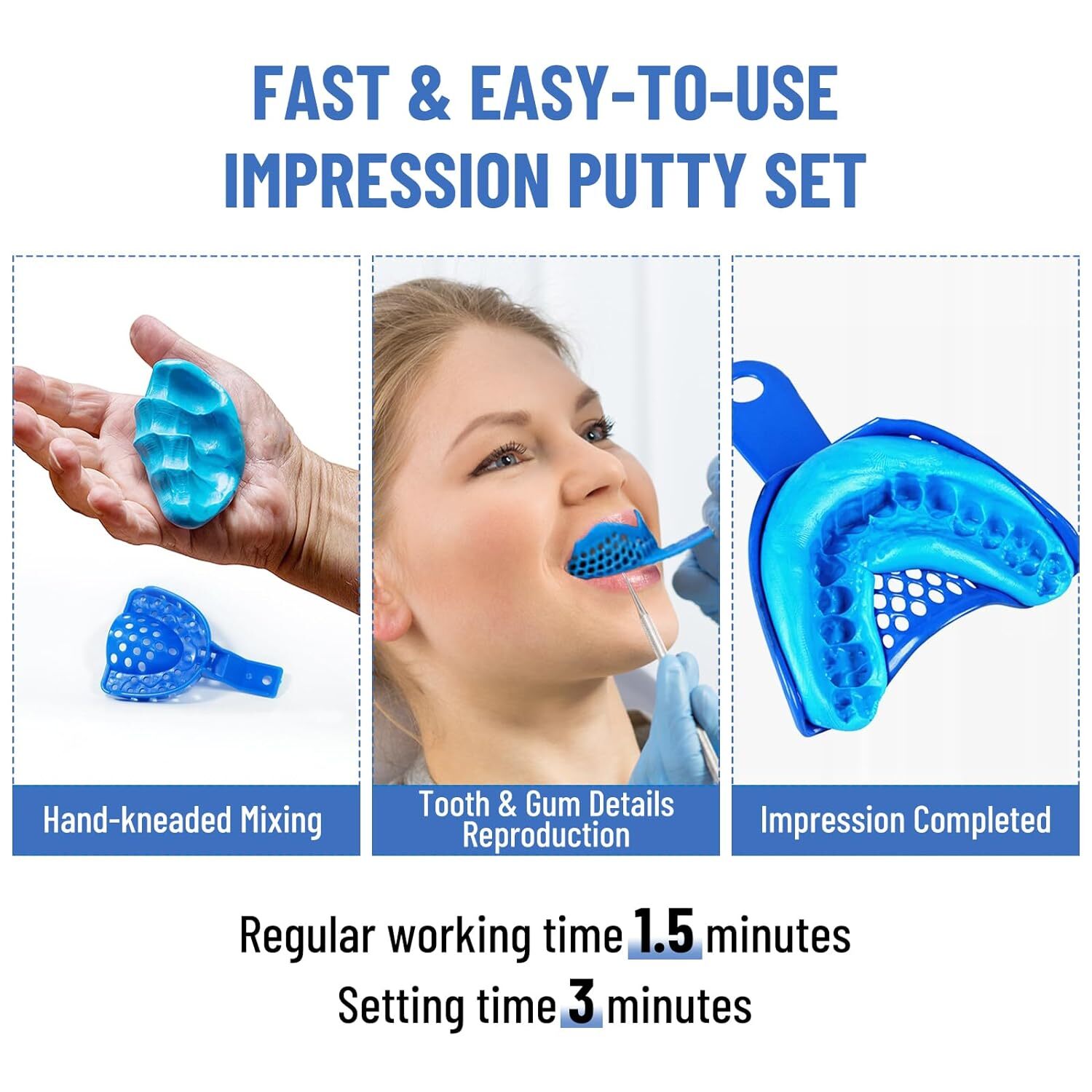 Dental Impression Putty Fast Set VPS Putty 400g Base & 400g Catalyst / 25g x12