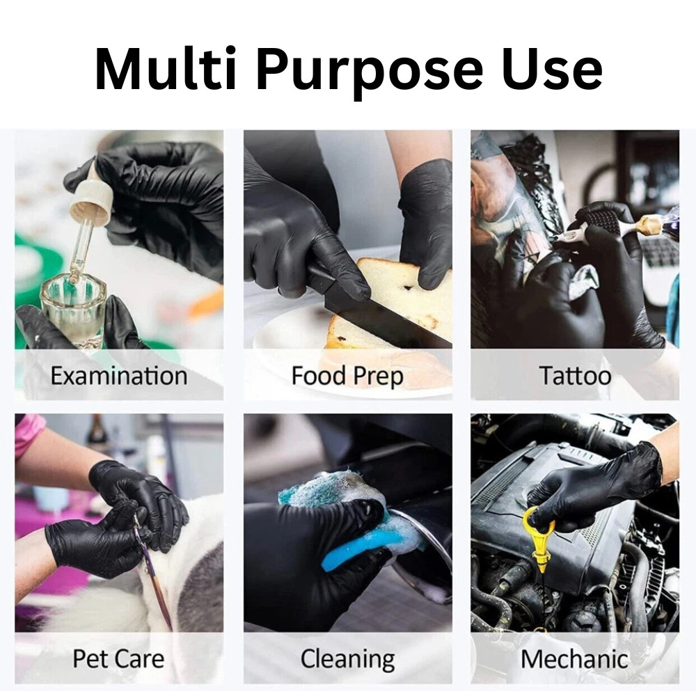 Advance Black Nitrile Exam Gloves IF63 Thick 6 Mil Black Gloves 100 PCS M/L/XL