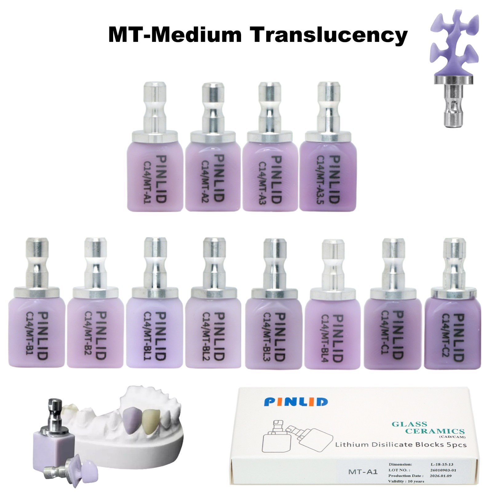 Dental C14 HT/LT/MT Emax Glass Ceramic Blocks Lithium Disilicate CAD/CAM CEREC