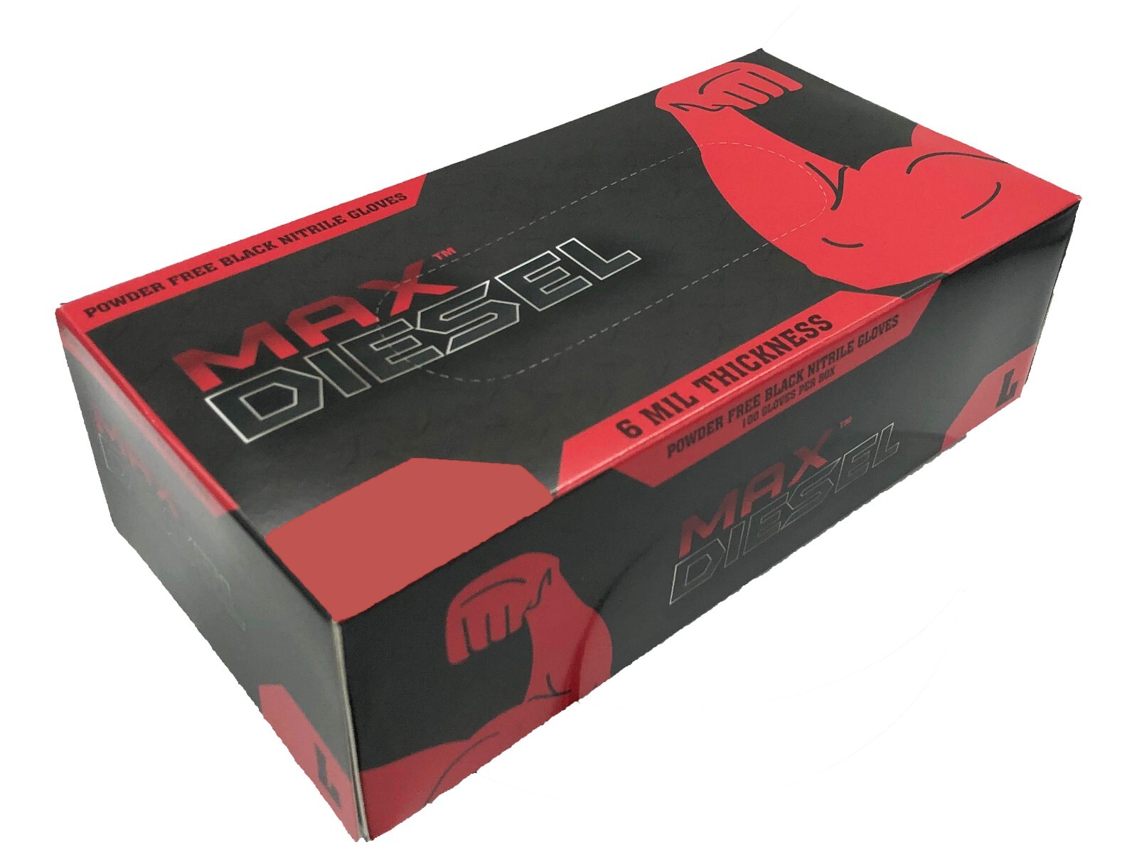 The Max Diesel Black PF Nitrile Gloves, 6 Mil, Sizes M-XXL, Sold by Box or Case