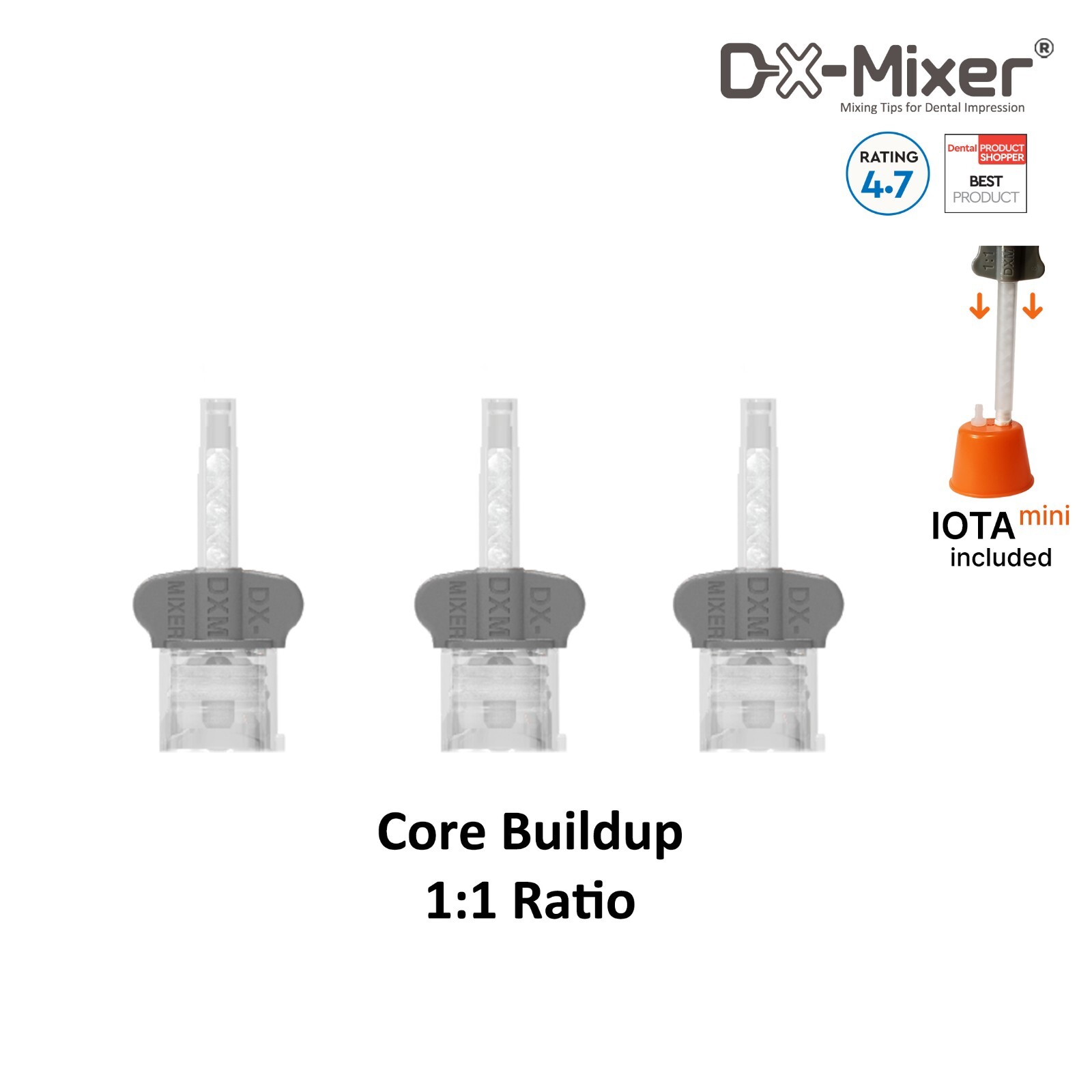 50pcs Intra-oral tips with Core Material or Light Body Mixing Tips Dx-Mixer®