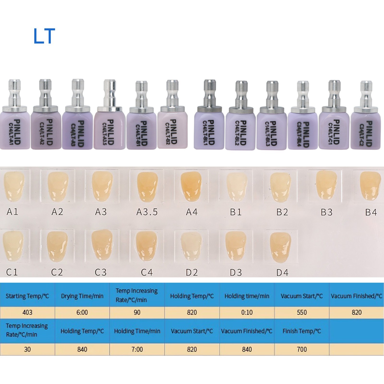 C14 Dental Lithium Disilicate Ceramic Block LT Emax CAD CAM CEREC Inlab-5Pcs/box