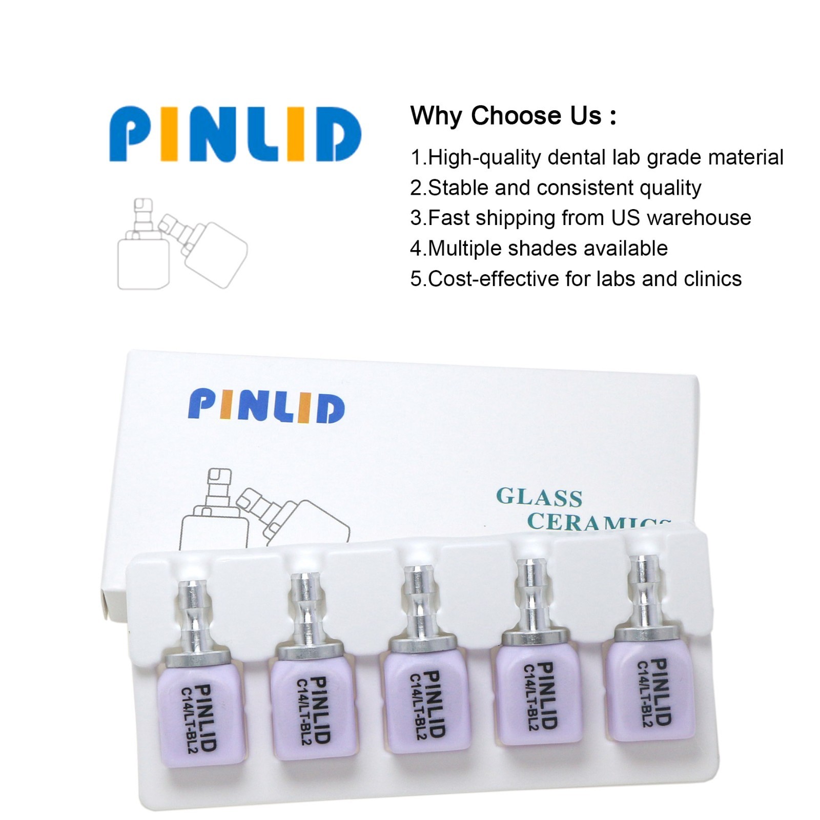 US C14 LT BL2 Ceramic Blank CEREC CAD/CAM Dental Milling 1/2/5/10/20 Boxes
