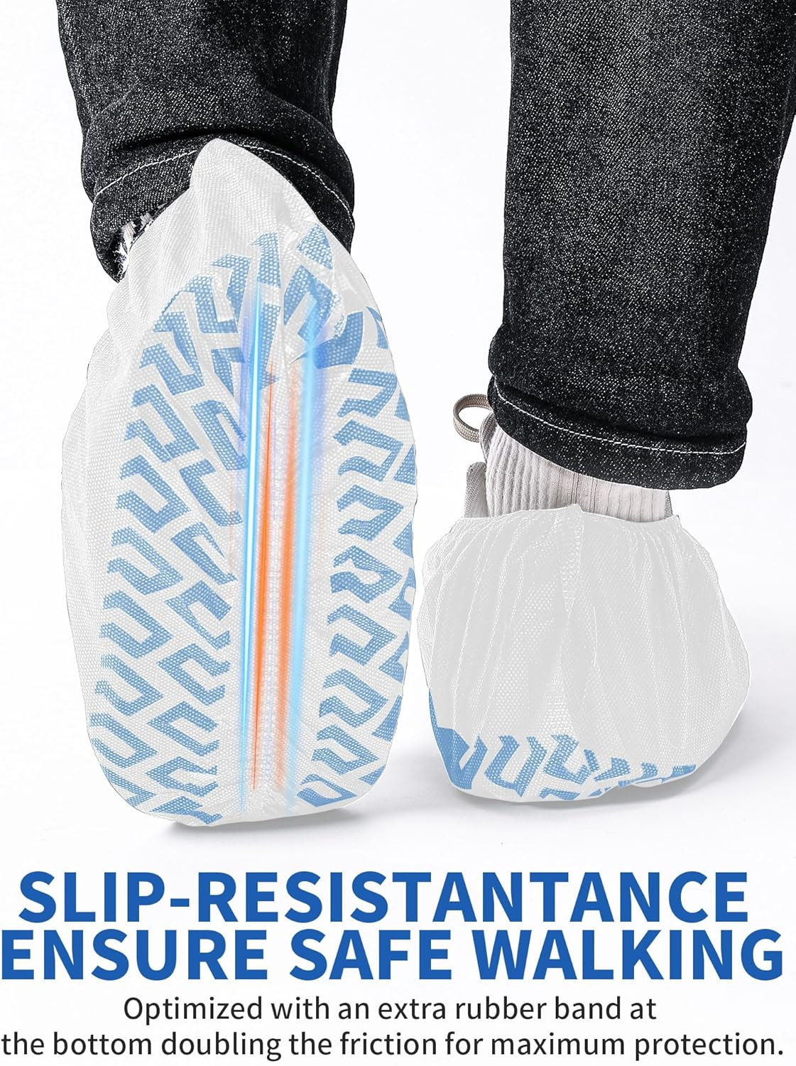 X-Large Shoe Covers Disposable Non Slip Booties 50 Pack White Fits Up to Men 13