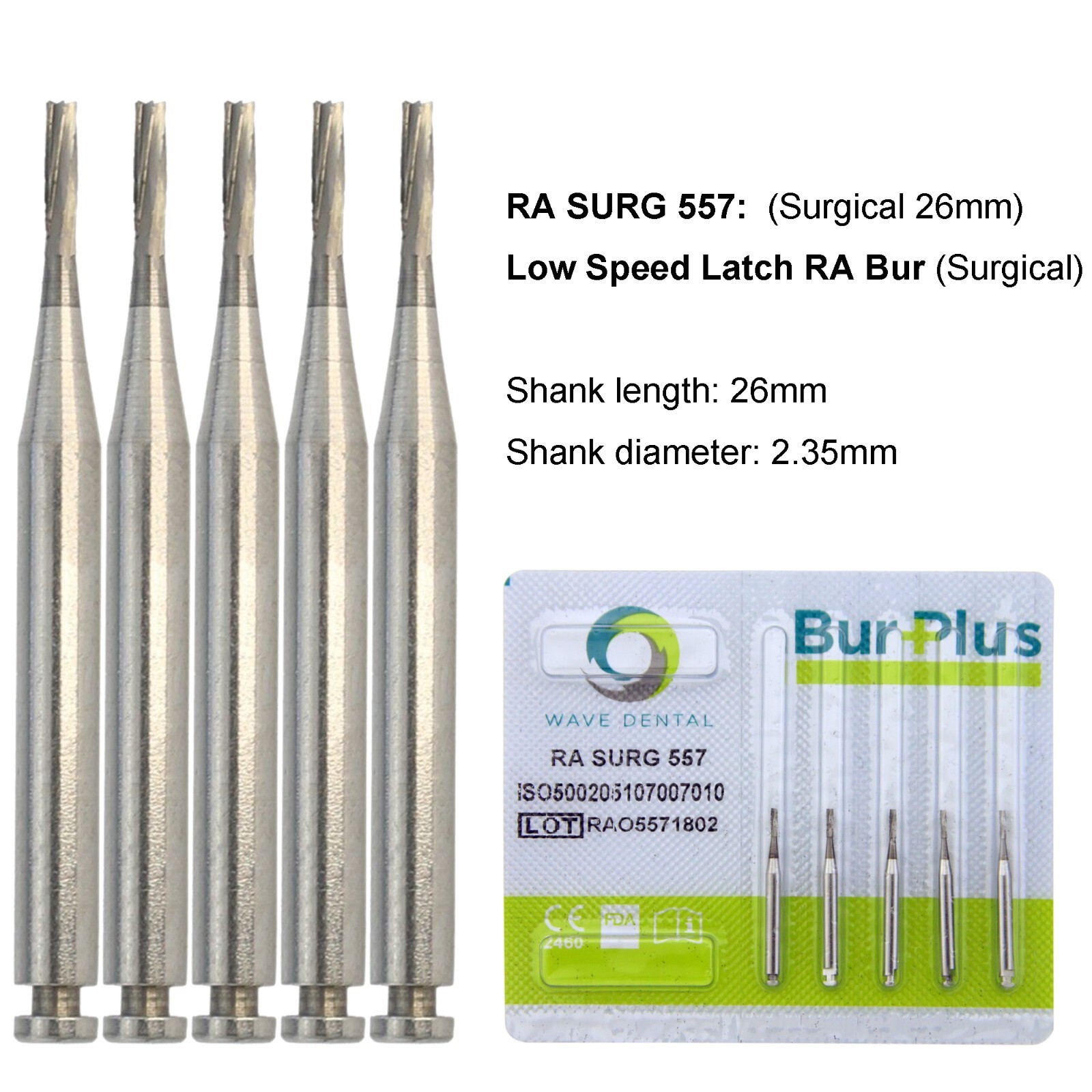 WAVE Dental Round Carbide Burs Latch Surgical Burs 2 4 6 Slow Speed RA 22mm 26mm